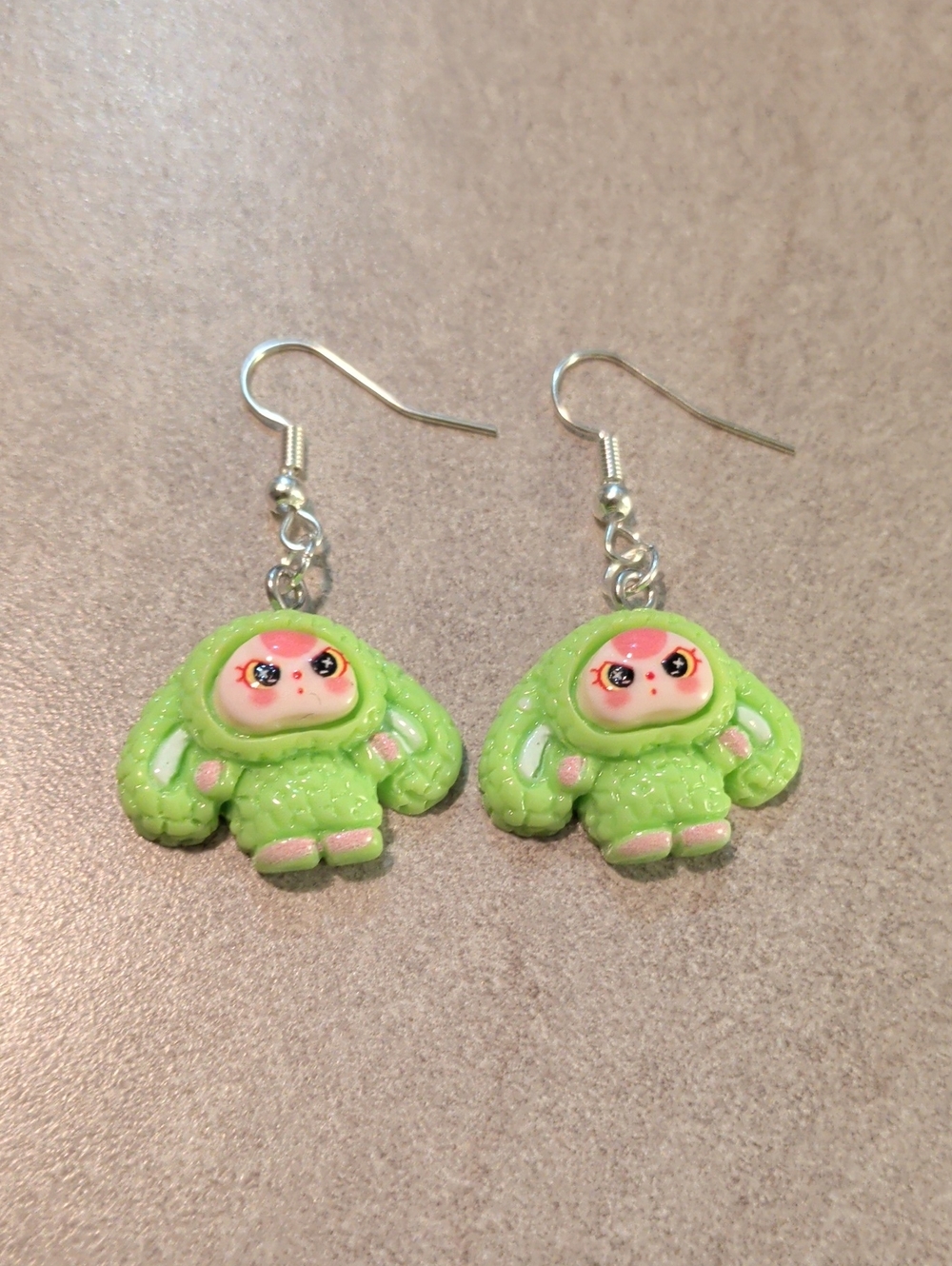 Green Cute Character Dangle Earrings